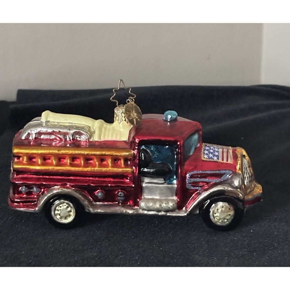 Christopher Radko 911 Our Brave Hero's Fire Engine Truck Christmas Ornament